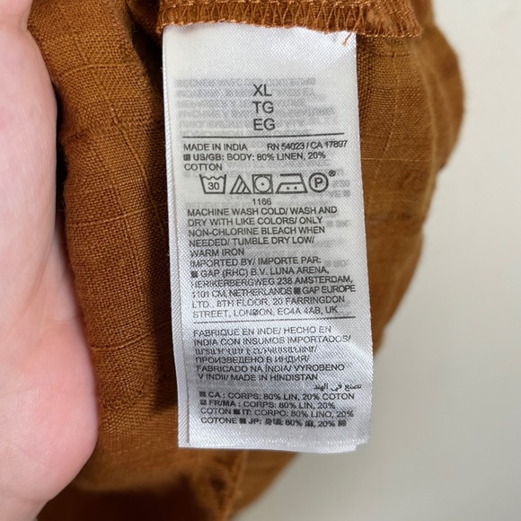 Banana Republic Laurel Linen Blend Popover Blouse XL Brown Oversized Bozy‎ - Picture 7 of 9